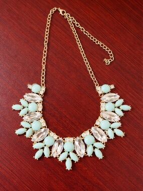 Gold-Tone Mint Cluster Statement Necklace